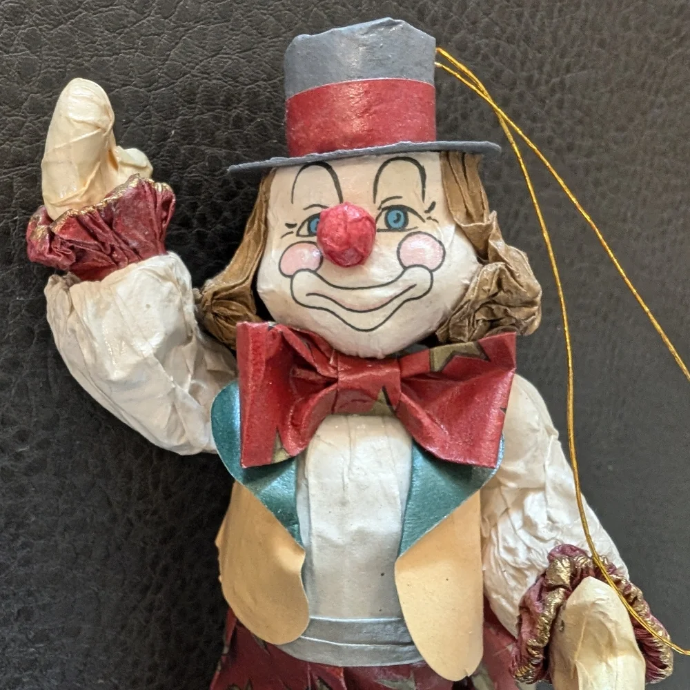Vintage Kurt Alder Paper Mache Circus Clown Ornament Lot Of 2 Hand Painted